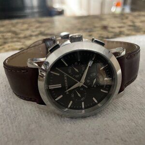 Burberry Grey Dial Brown Polyvinl Mens Watch